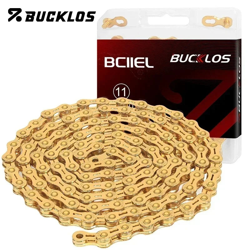 BUCKLOS MTB Road Bike Chain 8/9/10/11/12 Speed Bicycle Chains Universal EL/SL Road Bike Chain Gold/Silver Chains Bicycle Part