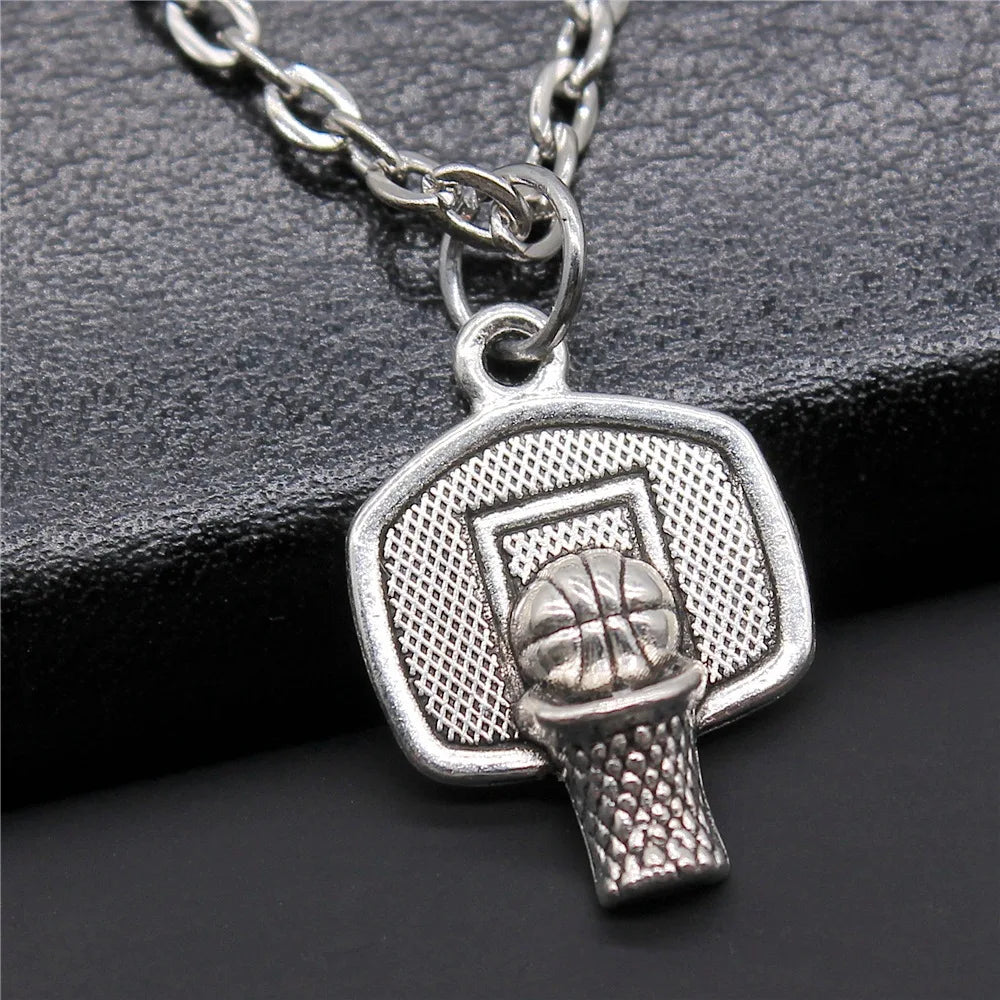 Antique Silver Color 20x15mm Basketball Pendant Necklace For Women