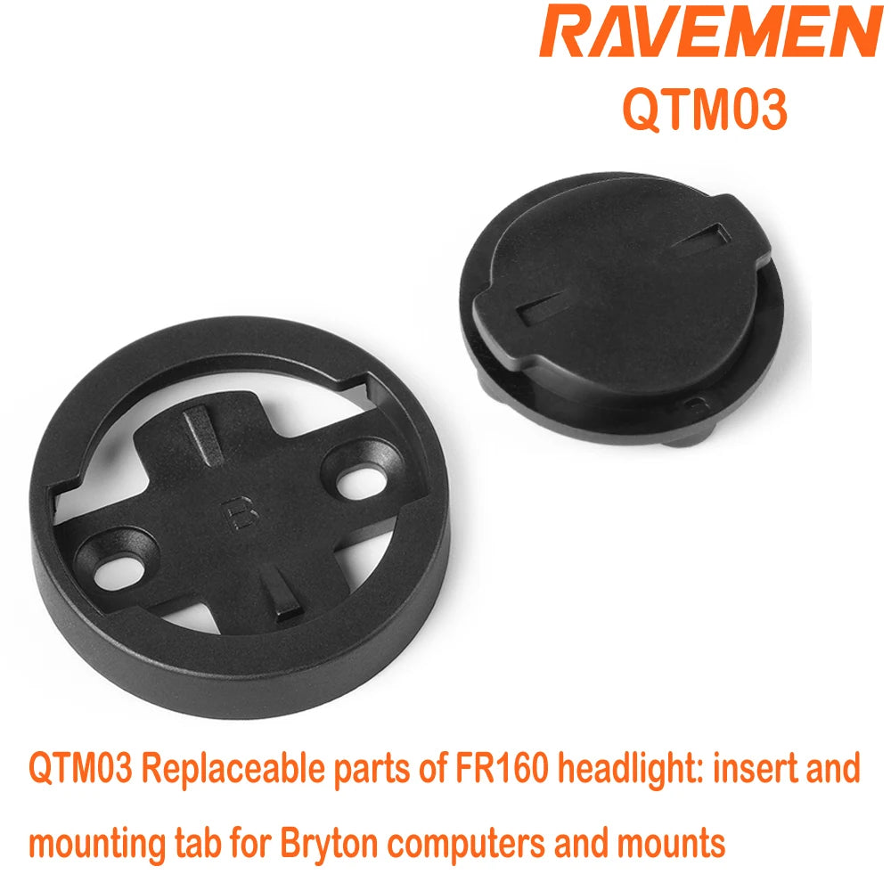 Ravemen FR160 LED Bike Front Light Bicycle Headlight QTM01+QTM03 Mount Tab For Garmin Wahoo Bryton GPS With AGM02 Bottom Mount