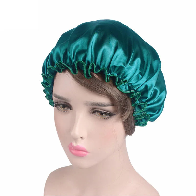 Women Solid Satin Sleeping Night Caps Elastic Band Hair Care Bonnets Used To Hair Care