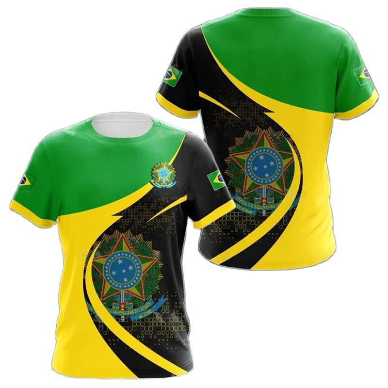 Brasil Totem Graphic T Shirt for Men 3D Printed Football Sports T-shirt Fashion Boys Streetwear Summer Quick Drying Short Sleeve