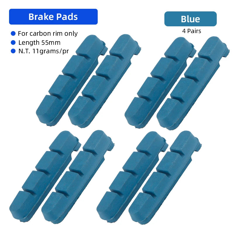Deemount Carbon Rim Brake Pads Cork Compound Road Bike Caliper Braking Inserts for Carbon Wheel Low Rim Wear All Weather Use