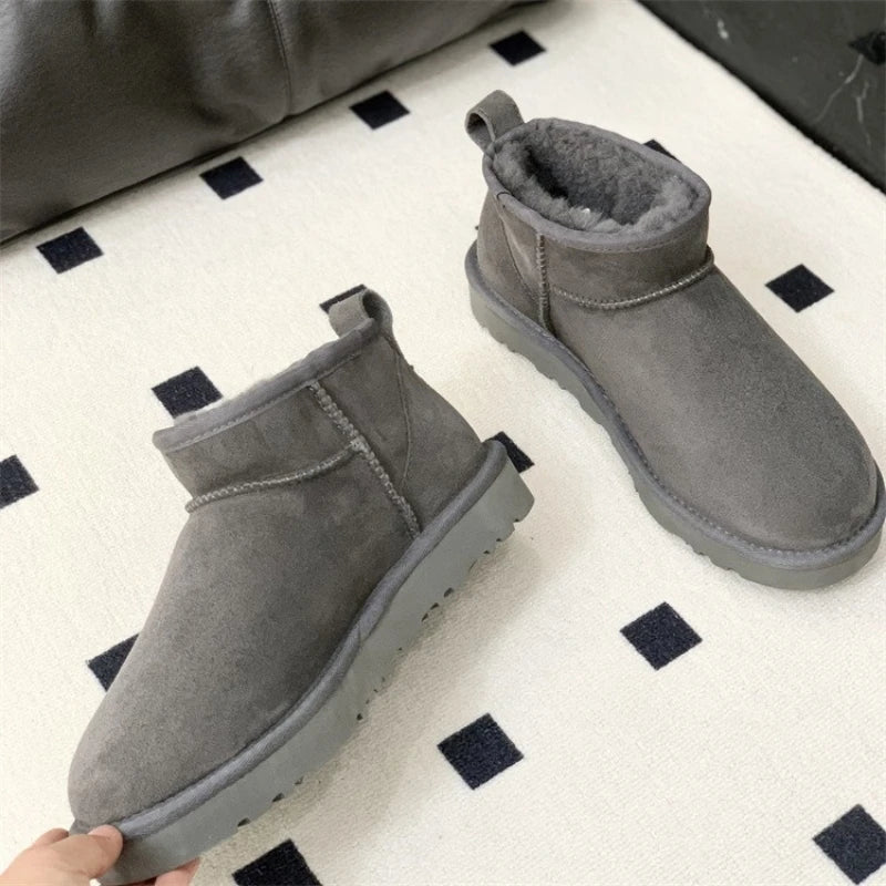 2026 New Design Winter Boots Women Super Mini Real Sheepskin Wool Comfort Warm Natural Fur Shoe Man Classic Snow Boot Size 35-44