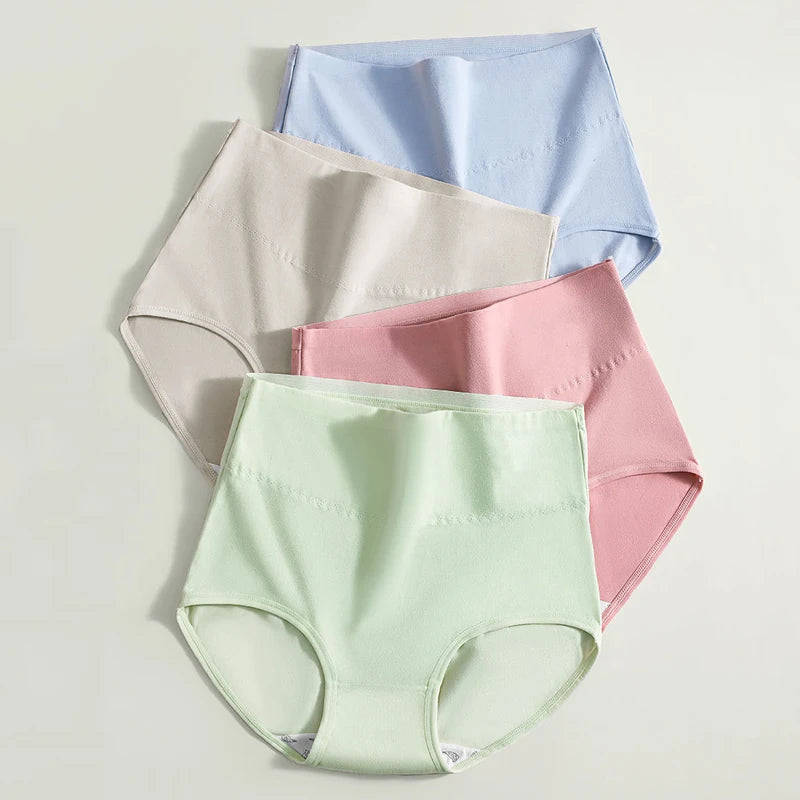 High Waist 4Pcs/Set Cotton Panties Women Briefs Seamless Body Shaper Breathable Underwear Comfort Female Lingerie Plus Size 5XL