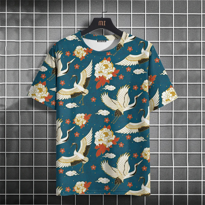 Fashion Japanese Ukiyo-e Graphic T Shirts For Men Trend Summer Short Sleeve 3D Printed T-shirts Loose Harajuku Y2k Tees Tops