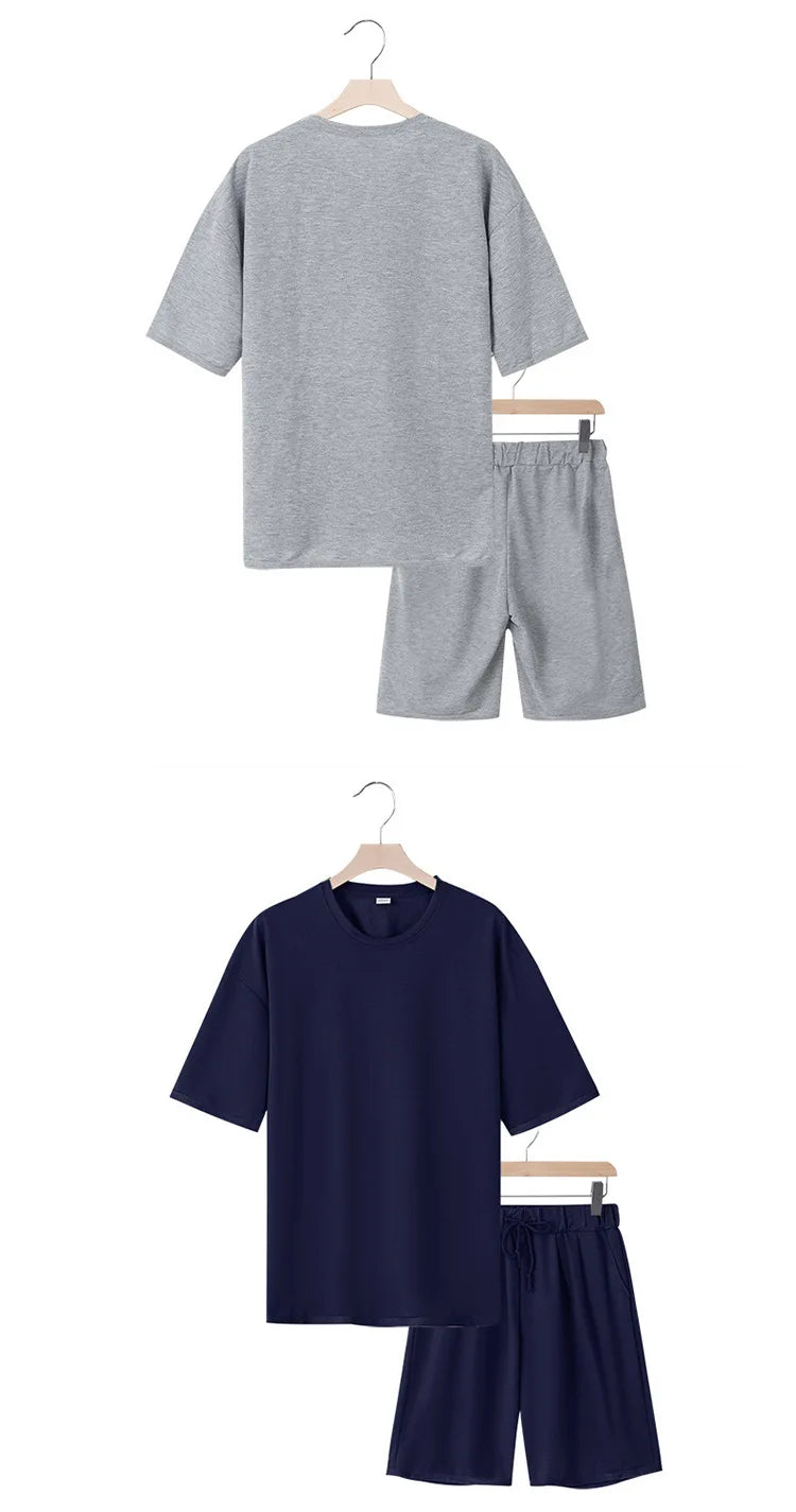 Men's Casual Two Piece Set Summer Short Sleeve T-Shirt and Shorts Set Comfortable Loose Fit Tracksuit for Men Clothing Set