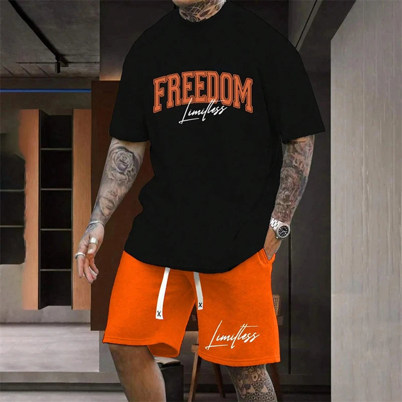 20024 Outdoor Sports Style Men's Suit Basketball Suit Summer Seaside Holiday Leisure Wear Men's Home Loose Comfortable Pyjamas