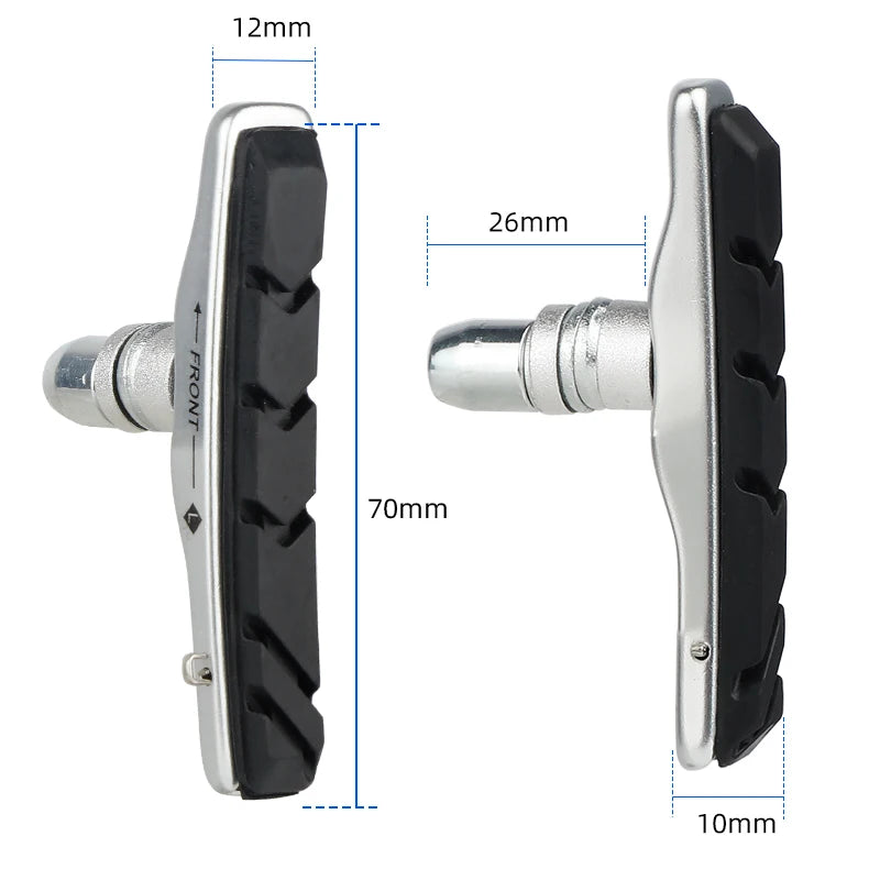 72mm Caliper Brake Pad for MTB Bike Metal Rim Low Wear Bicycle Stopping Blocks for V Shape Clamp Cycle Brake Inserts Replacement