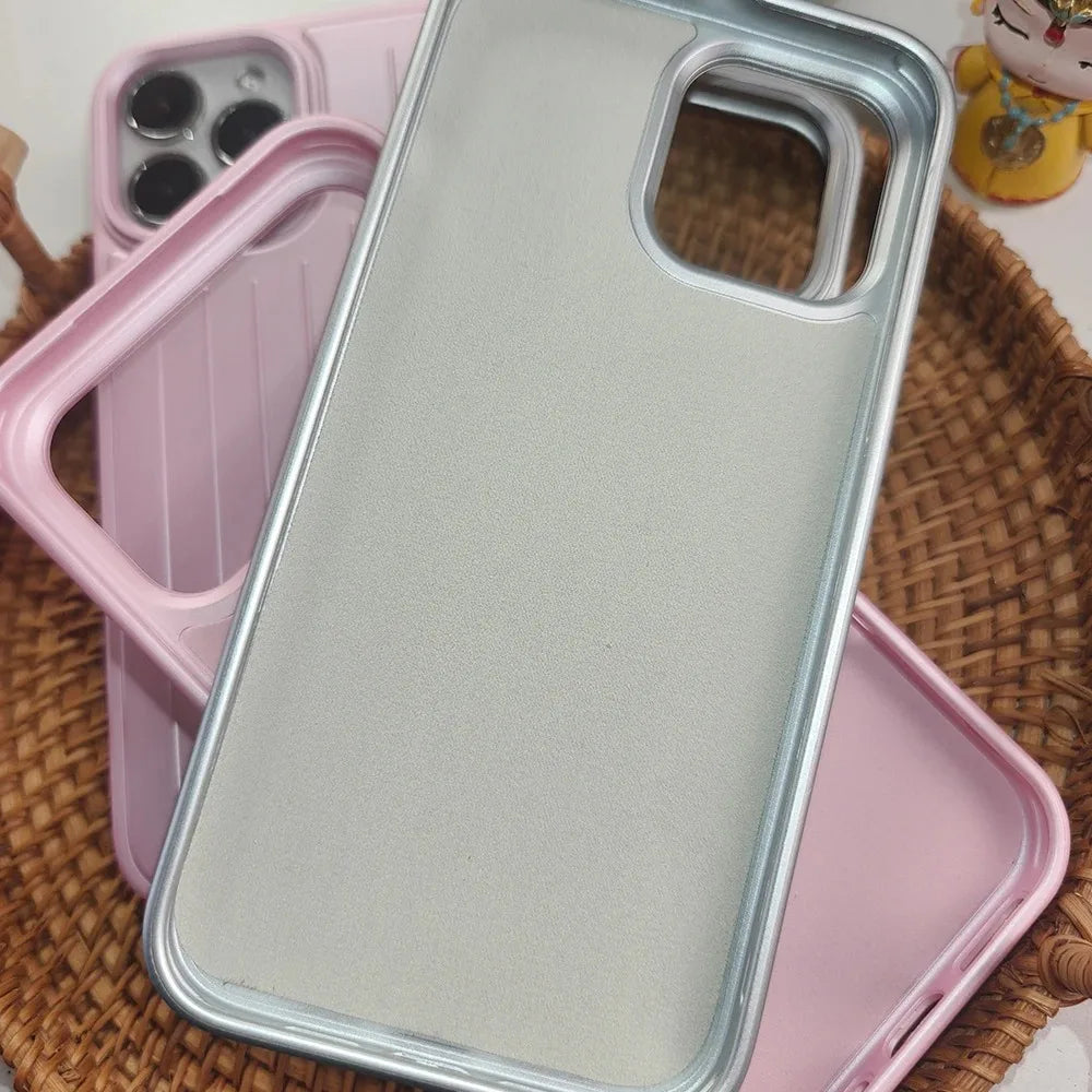 Ultra Luxury 3D striped pattern alloy back phone case for iPhone 17 16 15 14 Pro Max 13 panel with logo, comes with gift box