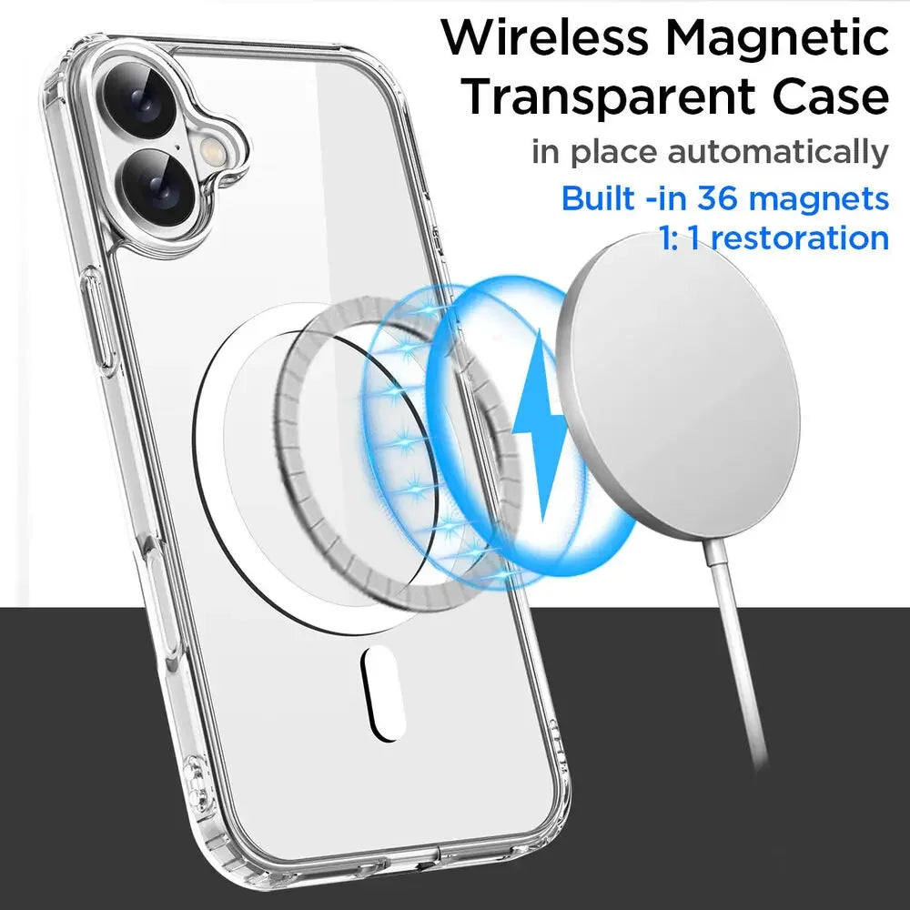 Original Magnetic Transparent Phone Case, Silicone Case for iPhone 17 Air 16 15 14 13 Pro Max Plus 16E Magsafe