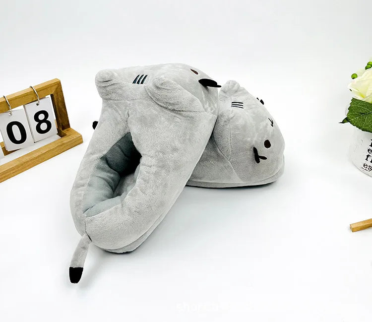 Cute Slippers Cartoon Cat Slippers Indoor Home Warmth Fall & Winter Plush Cotton Shoes Cotton Slippers for Men
