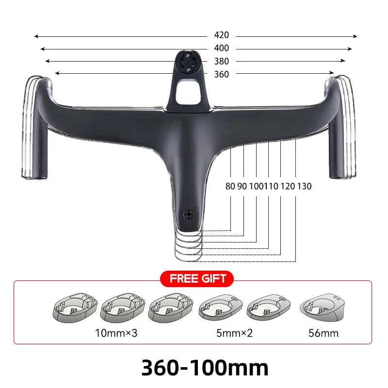 THE ONE ULTRA aero carbon Integrated hamdlebar Hidden Trace Road Bicycle Handlebar 380/400/420 28.6mm Racing  Bike