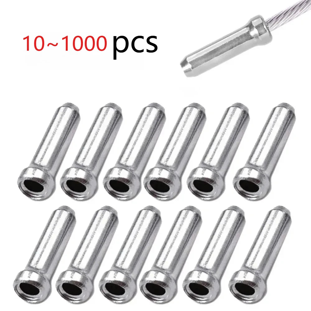 10-1000pcs Bike Cable End Fitting Aluminum Alloy Cable End Caps Bicycle Brake Derailleur Shifter Caps Crimps Tips Cycling Parts