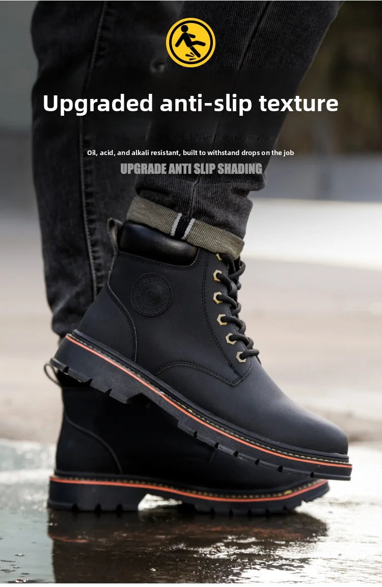 high-top Work Boots For Men Anti-smash Anti-puncture Work Shoes with Steel Toe leather safety shoes men for work waterproof shoe