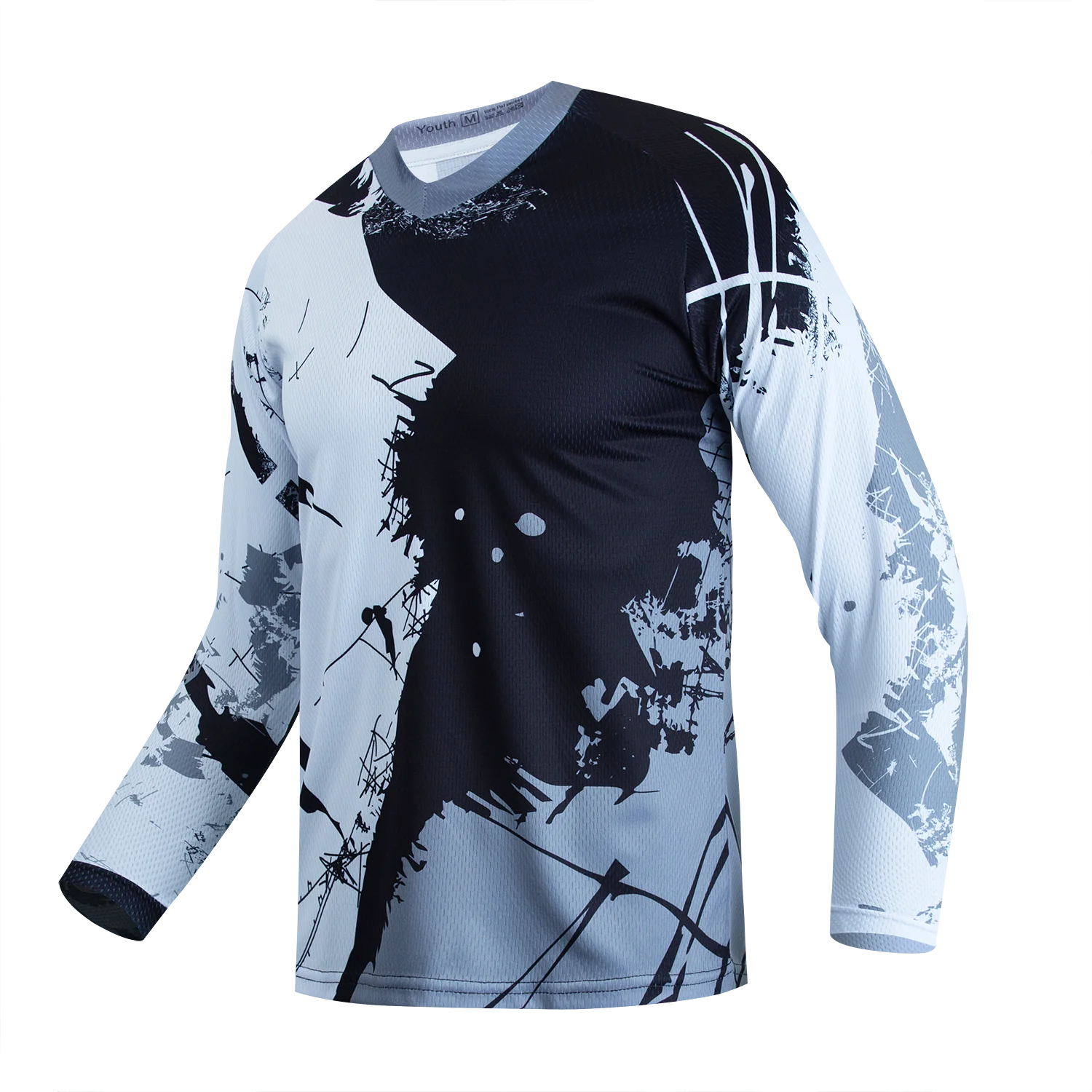 Black Dirt Bike Jersey Kids Motocross Jersey Youth Off Road Motorcycle Shirt Boys DH BMX mtb Jersey Long Sleeve Cycling Jersey