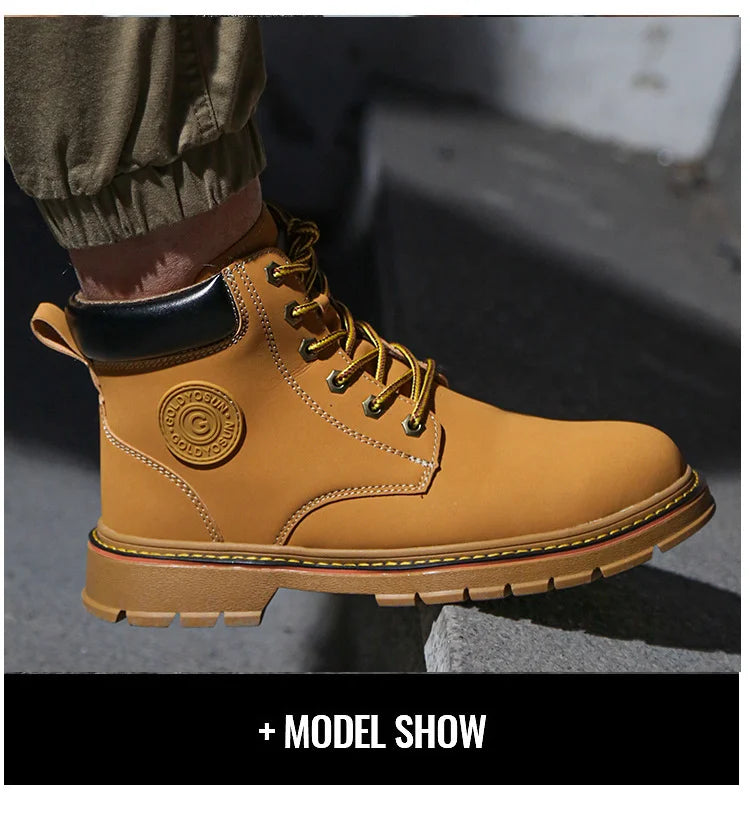 high-top Work Boots For Men Anti-smash Anti-puncture Work Shoes with Steel Toe leather safety shoes men for work waterproof shoe