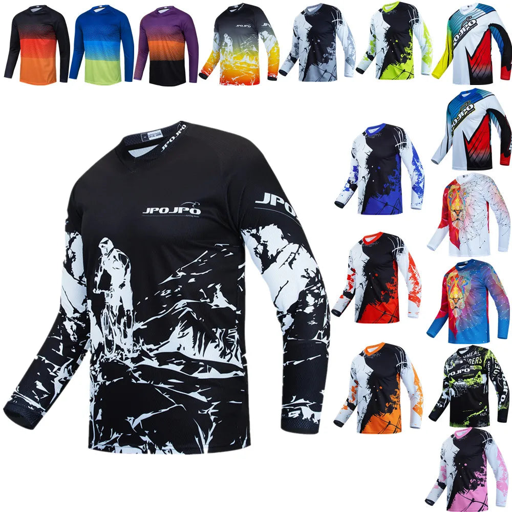 Black Dirt Bike Jersey Kids Motocross Jersey Youth Off Road Motorcycle Shirt Boys DH BMX mtb Jersey Long Sleeve Cycling Jersey