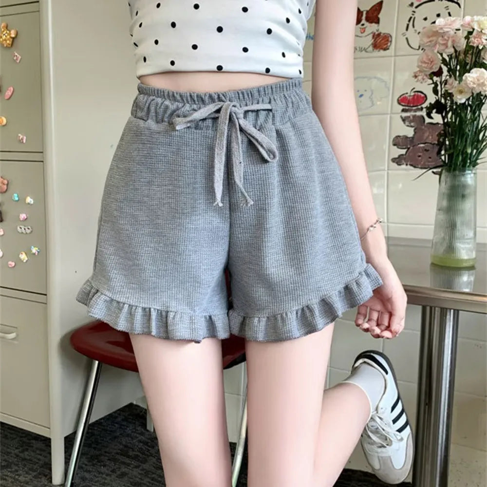 Women's Shorts Breathable Drawstring Elastic Waist Pants Lightweight Solid Color Casual Sports Sweatpants Fashion Lady Hot Pants