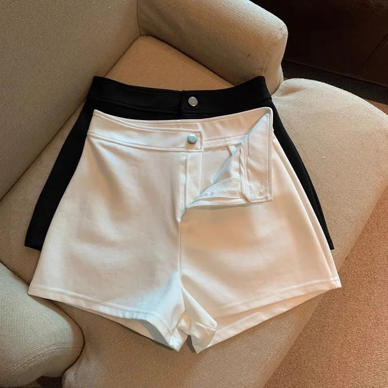 2026 Women's Summer Black Shorts, Thin Breathable High Waist Slim-fit A-line Stretchy Hot Pants for Y2K