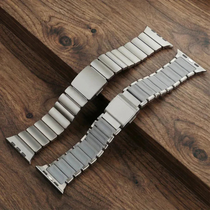 Titanium Metal Band For Apple Watch Ultra 3 11 10 9 8 7 SE 6 Liquid Silicone Magnetic Strap For iWatch 42mm 44mm 45mm 46mm 49mm