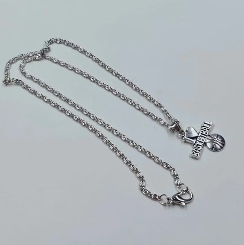 1pcs Hockey Basketball Volleyball Racquet Hat Necklace 45cm Stainless Steel Chain Women Sports Jewelry Wholesale Sales