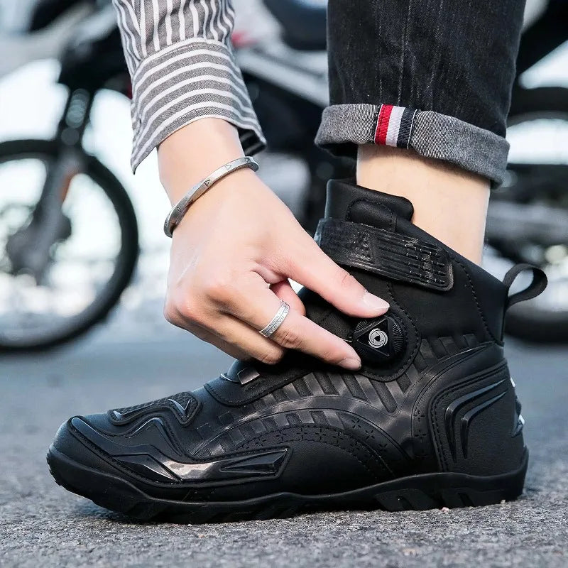 Men Motorcycle Boots Breathable Anti Slip Wear Resistant Ankle Support Motorbike Racing Riding Shoes for Outdoor Street Riding