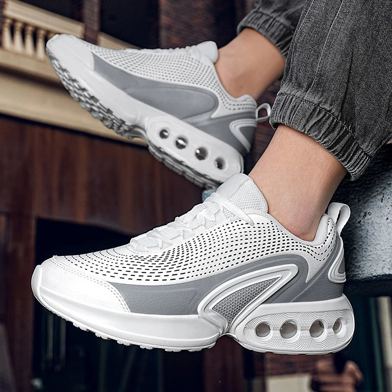 Mens Running Shoes Trendy PU Leather Luxury Design Cosy Cushioning Sneakers Breathable Street Fashion Fitness Training Shoes