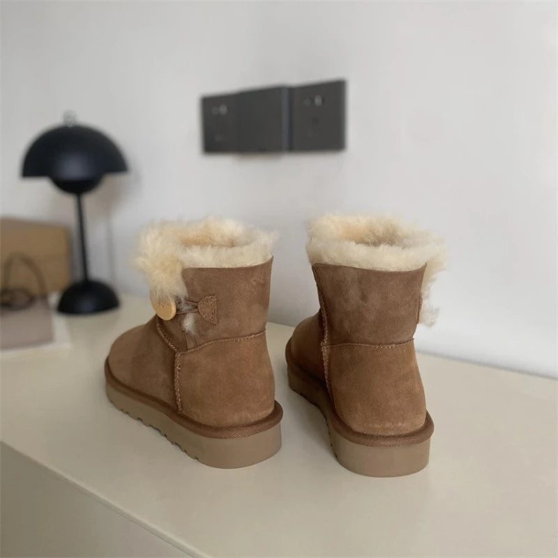2026 New Design Winter Boots Women Super Mini Real Sheepskin Wool Comfort Warm Natural Fur Shoe Man Classic Snow Boot Size 35-44