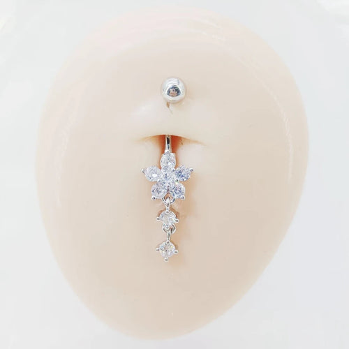 14G Surgical Titanium Dangle Belly Button Rings for Women Belly Ring Dangling Navel Piercing Jewelry with Heart Flower Butterfly