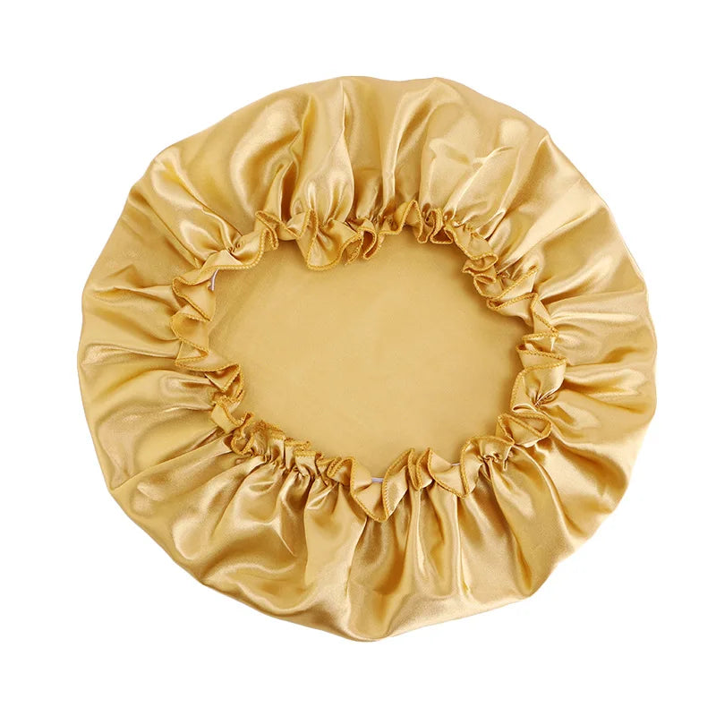 Women Solid Satin Sleeping Night Caps Elastic Band Hair Care Bonnets Used To Hair Care