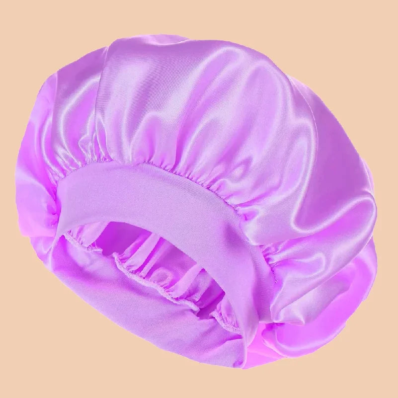 Satin Bonnet Silk Hair Bonnet for Sleeping, Soft Elastic Wide Band Sleep Cap for Curly Hair, Women Hair Care Night Head Cover