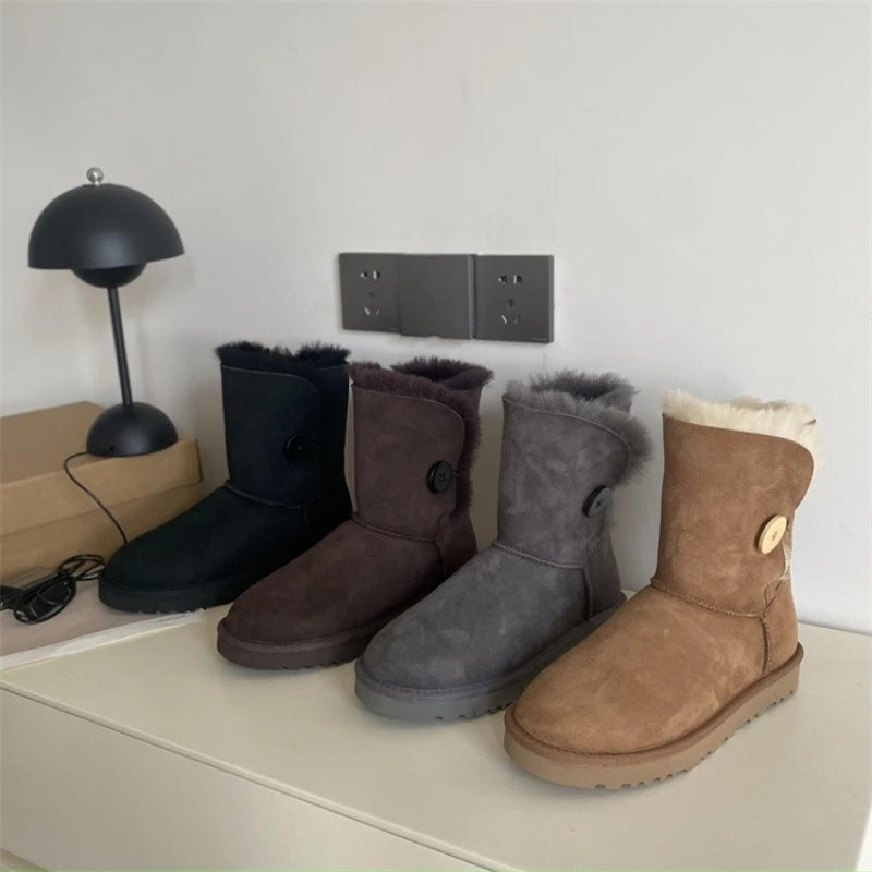 2026 New Design Winter Boots Women Super Mini Real Sheepskin Wool Comfort Warm Natural Fur Shoe Man Classic Snow Boot Size 35-44