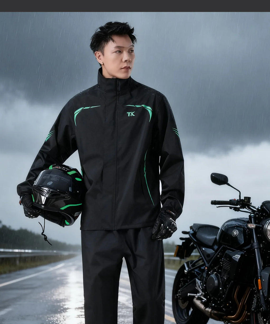1 set Men's Motorcycle Riding Suit Raincoat Set Full Body Waterproof Outdoor Wear Adult Separate Delivery Rider Special Use