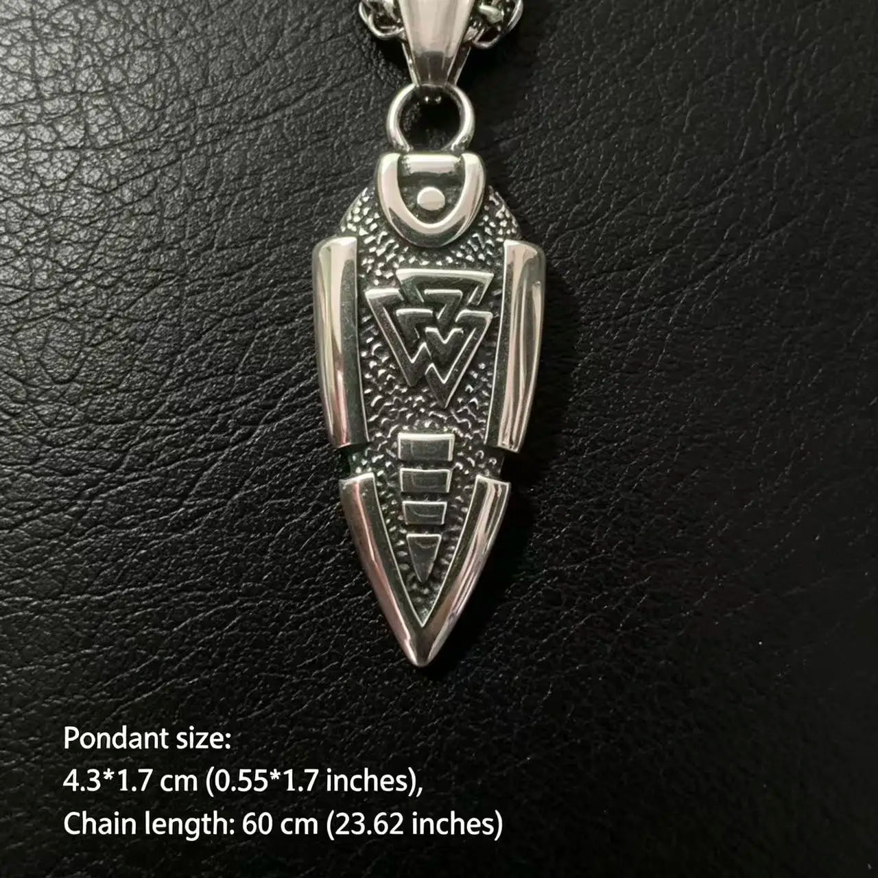 HNSP 316L Stainless Steel Viking Runes Norse Odin Spear Pendant Chain Necklace For Men Jewelry Accessory Gift