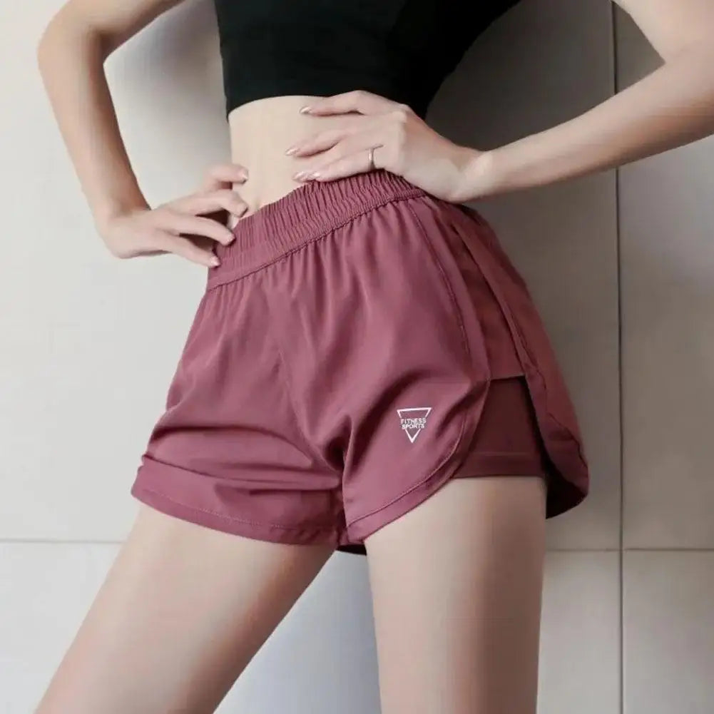 New Gym Sport Shorts Casual Outdoor Running Quick Dry Pants High Short Waist Two Training Pieces Elastic Women Shorts Short J7J7