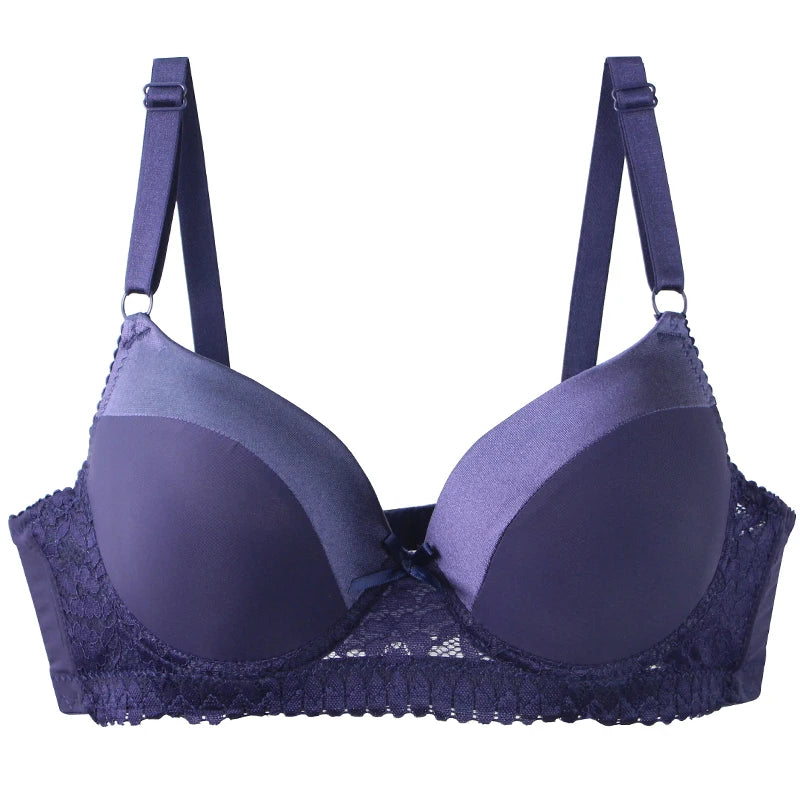 DaiNaFang Push Up Bras For Women Pink Blue Black Gray Beige White Burgundy Underwear Lace Minimize Seamless Lingerie