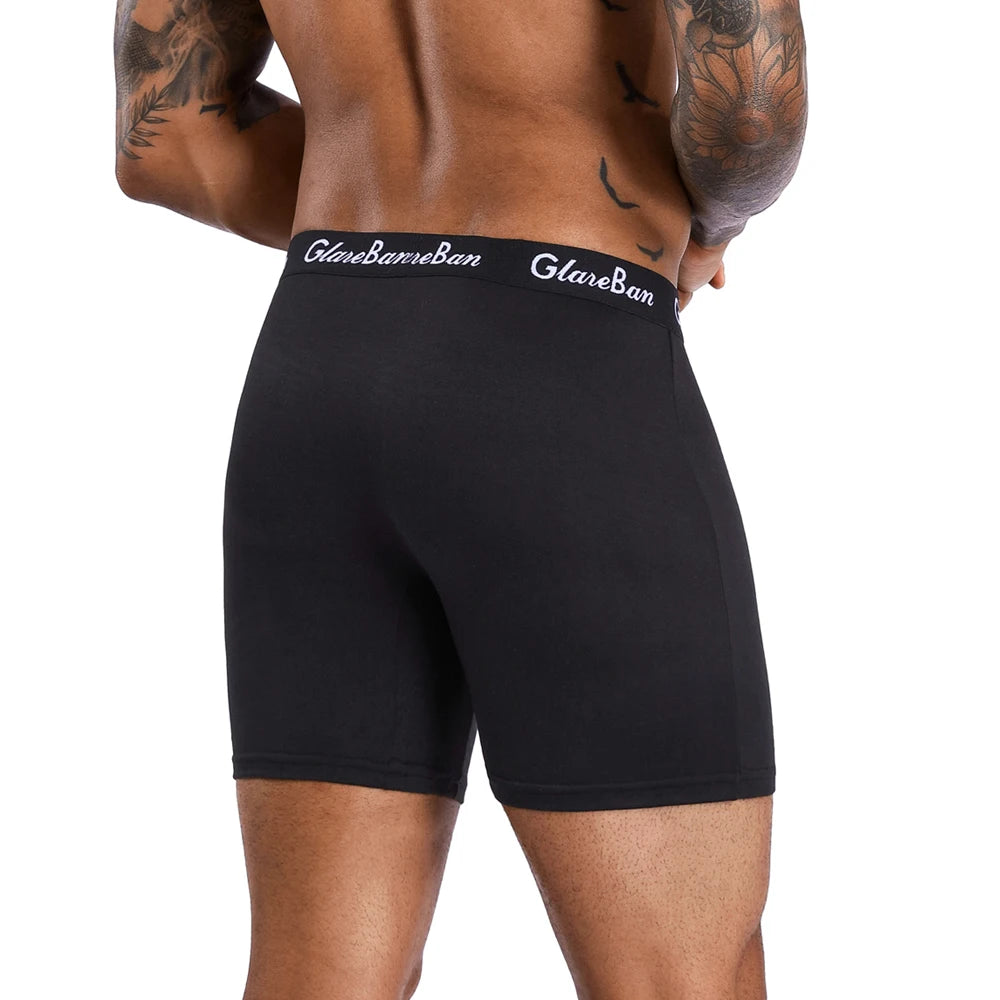 5 Pack Black Men's Mid-Length Boxer Briefs New Underwear Soft Breathable Stretch Comfort for Daily Wear