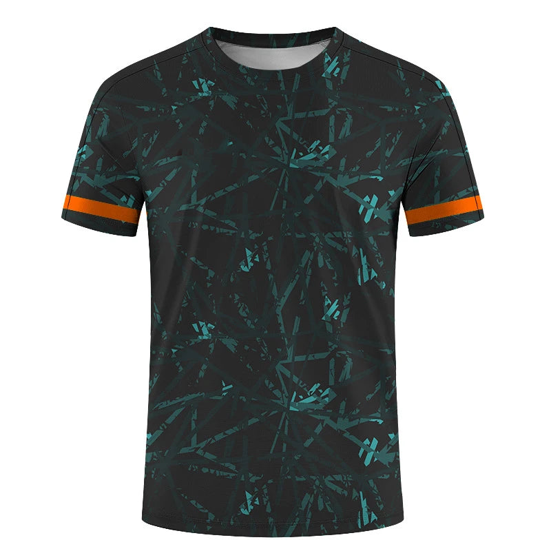 Simple Geometric Patterns Fitness T Shirts For Men Summer Casual Short Sleeve 3D Printed T-shirts Loose Quick Dry Gym Tees Tops