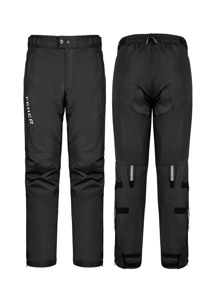 FEHER Motorcycle Pants Winter Waterproof Quick-release Thermal Motorbike Trousers Unisex Built-in Removable CE Protective Gear