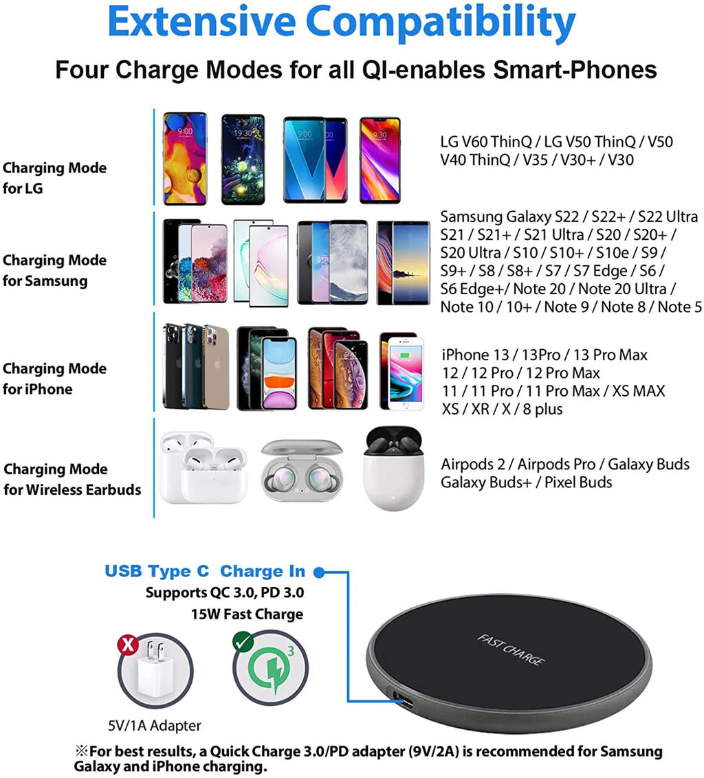 50W Wireless Charger For iPhone 14 15 16 17 Pro Xs Max Mini X Xr Induction Fast Charging Pad For Samsung S25 S26 s8 s9 s10 Note