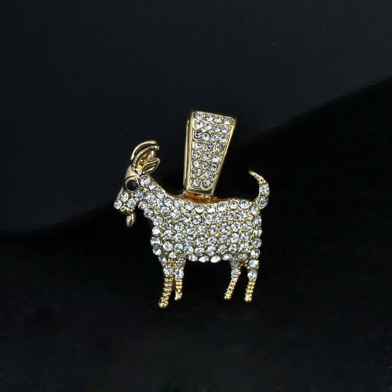 Fashion Gold Silver Plated Goat Pendant Necklace Hip Hop Tennis Chain Necklaces For Women Mens Gifts Motivation Jewelry
