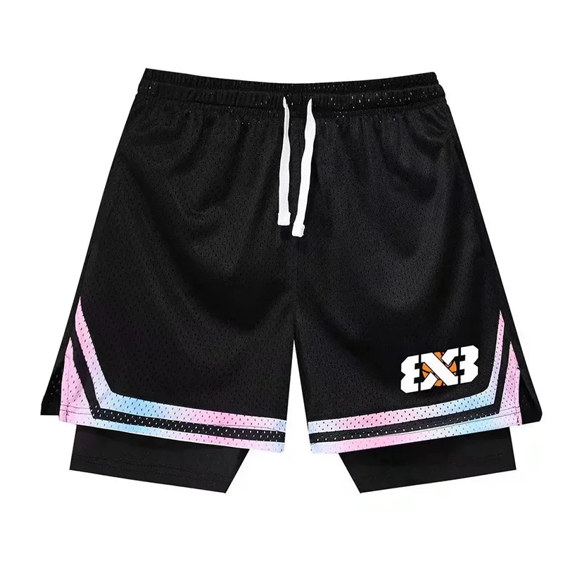 Fake Two Basketball Shorts Loose American Anti-light Men Women Ball Pants Summer Quasi-training Running Sports Five-point Pants