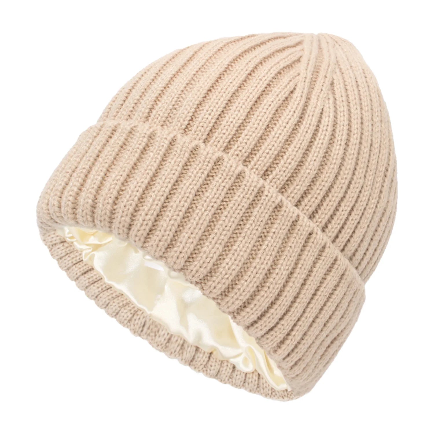 Winter Satin Lined Beanie Hats Women Men Unisex Thick Chunky Cap Striped Warm Soft High Quality casual Knitted Beanie Hat