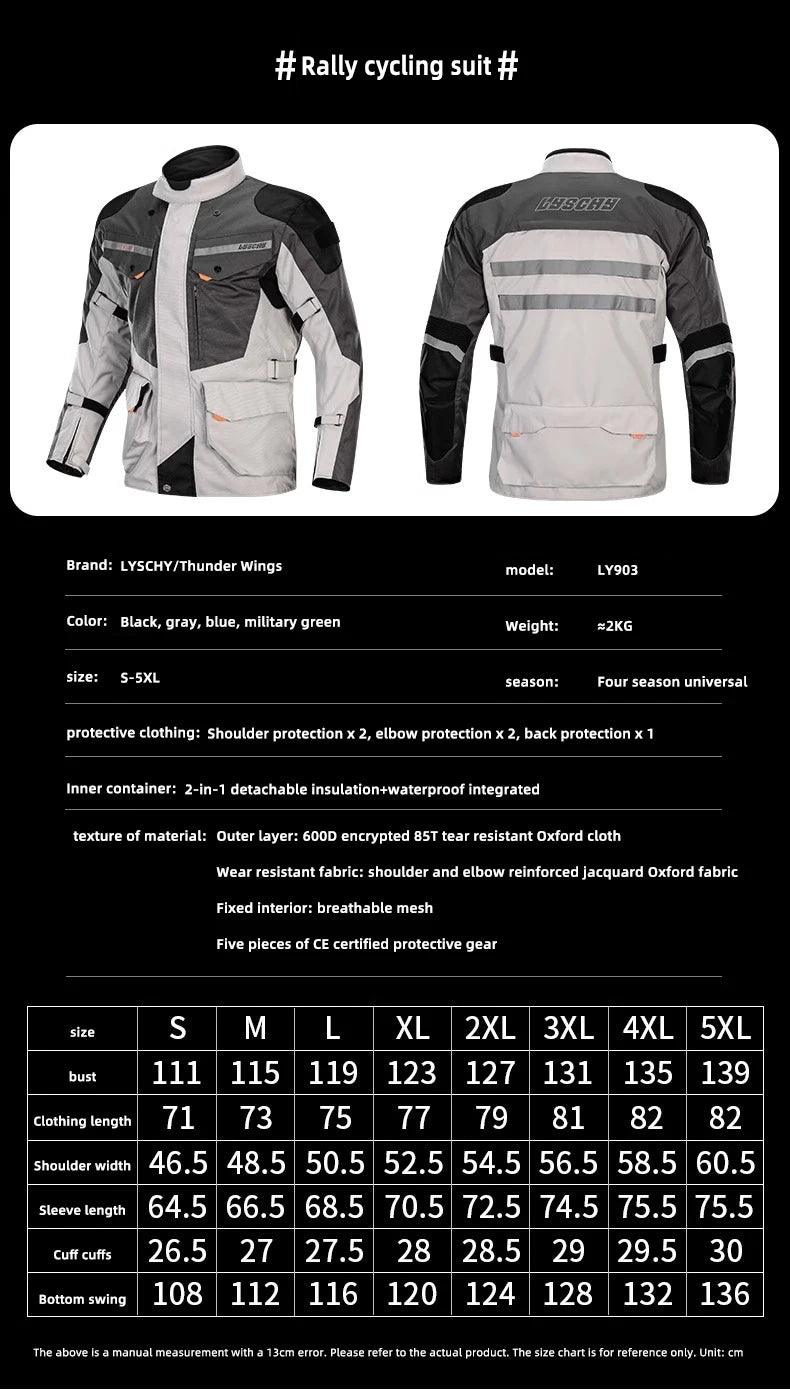 LYSCHY Motocross Jacket Pants Winter Warm Waterproof Motorcycle Riding Jacket Men Women Outdoor Off-Road Motorbike Rally Jacket