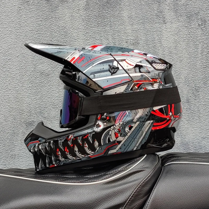 ORZ professional off-road motorcycle helmet, youth off-road full helmet, DOT approved gift of goggles, capacitors de moto