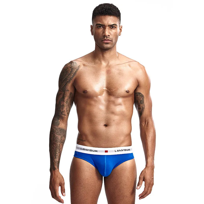 3pcs Men's Pure Cotton Low Waist Elastic Sexy Loose Breathable Youth Pant Headband Underwear Summer Cotton Briefs