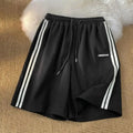 Side Striped Sweatpants Women High Waisted Loose Straight Running Shorts Summer Fashion Casual Black White Wide Leg Shorts