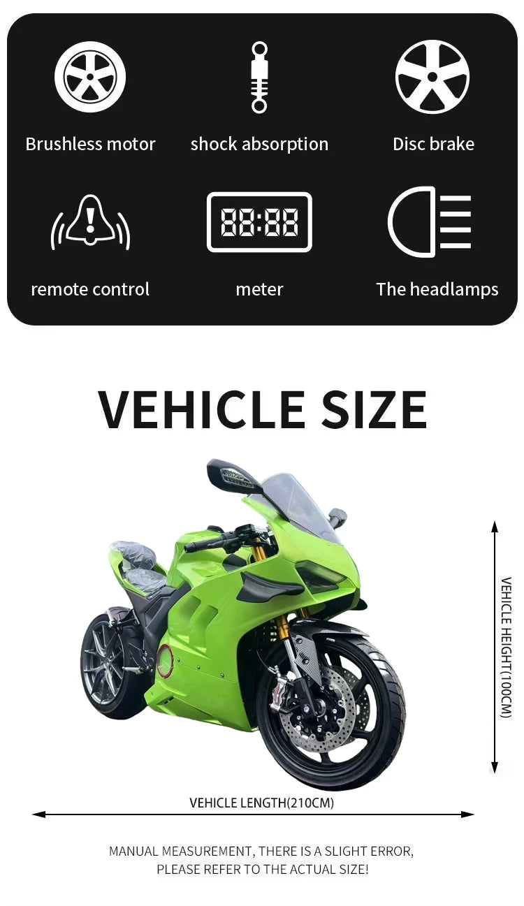 DKV4S 8000W High-Power Hub Motor Electric Racing Motorcycle 150km/h 72V Lithium Battery Middle Motor 150km/h Electric Racing