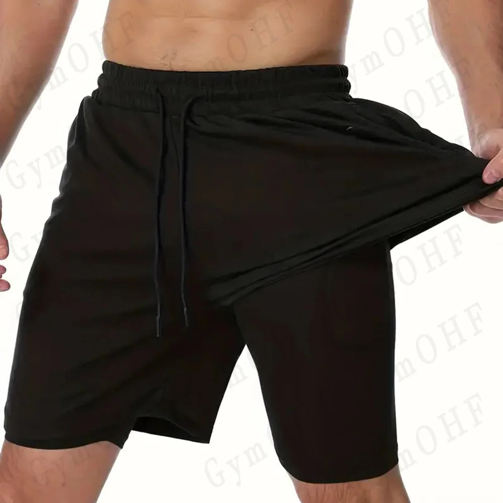 LONSDALE Men's Pattern Printed Fitness Shorts Double Layer 2-in-1 Fast Drying Fitness Outdoor Leisure Training Sports Shorts