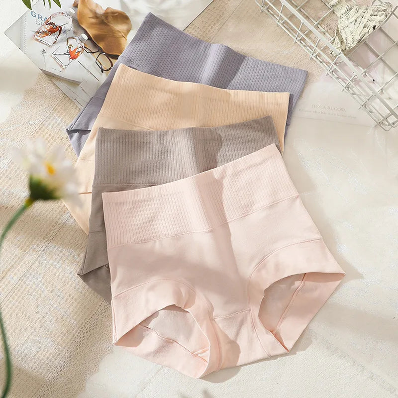 High Waist 4Pcs/Set Cotton Panties Women Briefs Seamless Body Shaper Breathable Underwear Comfort Female Lingerie Plus Size 5XL